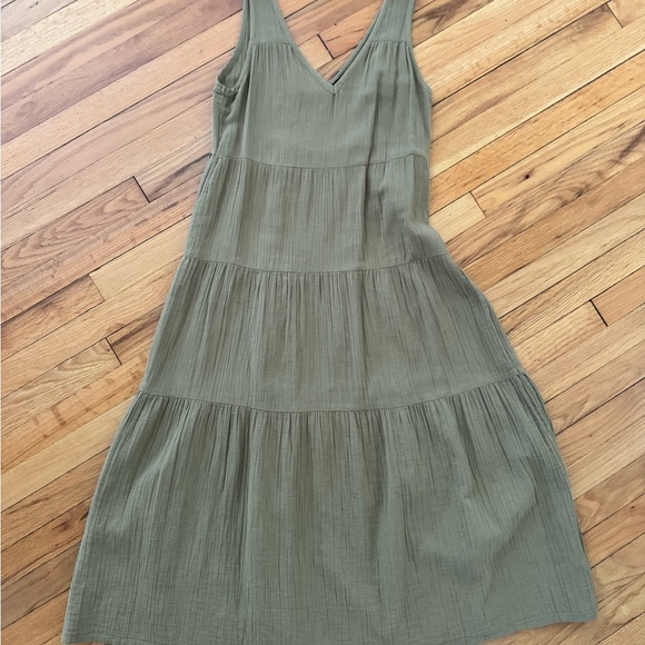 Quince 100% Organic Cotton Gauze Tiered Maxi Dress Artichoke - Picture 4 of 5